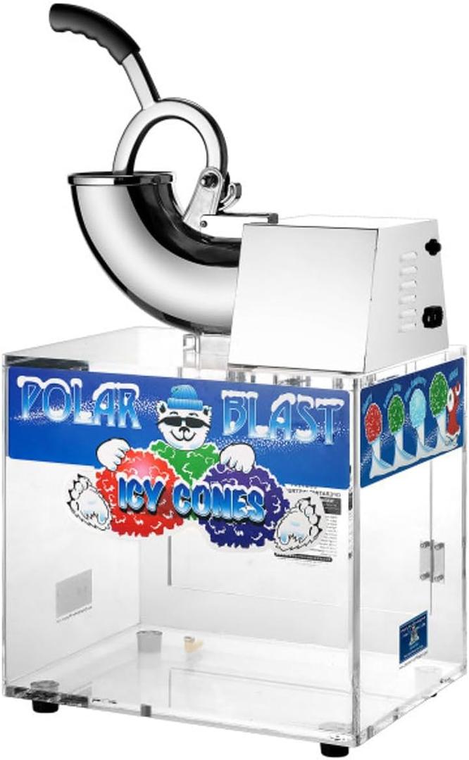 Polar Blast Snow Cone Machine - Acrylic Crushed Ice Maker Grinds Up to 500lbs of Ice Per Hour for Parties, Events, and More by Great Northern Popcorn