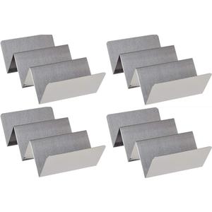 Set of 4 Metal Taco Holders - Stainless Steel Taco Trays- Dishwasher, Oven, and Grill Safe - Great for Sandwiches and Hotdogs Too (4)
