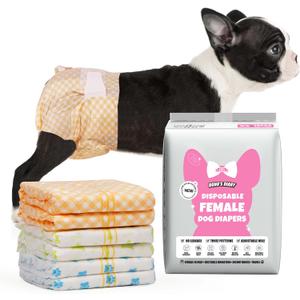 Dono Dog and Cat Diapers Female-60PCS, Disposable Female Dog Period Diaper for Heat with Wetness Indicator, Super Absorbent Doggie Puppy Diapers Female for XXS,Small Medium Large Dogs (XS(8-14 inch))