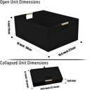 xianshengle Fabric Storage Basket for Shelves, Collapsible Storage Bins with wood Handles, Rectangle Closet Baskets, Wardrobe Organiser, for Sorting Clothes, Family Items (Black) (2)