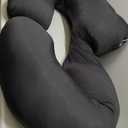 MOON PARK Pregnancy Pillows for Sleeping - U Shaped Full Body Maternity Pillow with Removable Cover - Support for Back, Legs, Belly, HIPS - 57 Inch Pregnancy Pillow for Women - Black