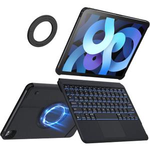 Nillkin iPad A16(11th)/10th Gen Case with Detachable Keyboard, Adhesive Cover for Air 11(M2/M3)/5/4th, Pro 11(2nd-4th), Magic Trackpad, 7-Color Backlit, Slim Magnetic Backplate with iPad Wall Mount  (Black)
