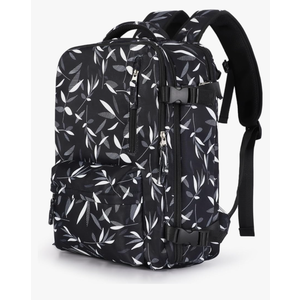 SEAFEW Large Travel Vacuum Backpack, Seal Compression Vacpack with Travel Pump, Carry on Suitcase Luggage Flight Approved for Men Women Personal Item with USB Charging Port, Leaf Black