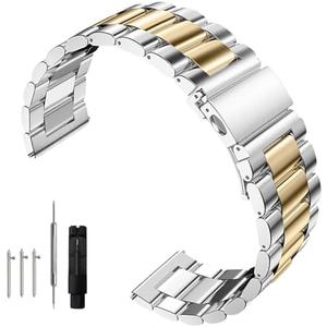 Nizonlaie Quick Release Stainless Steel Watch Band Matte Brushed Metal Watchband 14mm 16mm 18mm 20mm 22mm 24mm Universal Solid Stainless Steel Metal Smartwatch Bracelet Replacement Band for Men Women (7")