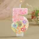 Wildflower Birthday Candles - Number 5 Candle for Cake Toppers, Macaron Candles for Sweet Theme Party Decorations, Wedding Anniversary and Other Celebrations (5 Candle)