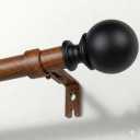 Wood Curtain Rods for Windows: 1 Inch Diameter Heavy Duty Adjustable Curtain Rod 72" to 144"6-12ft), Wood Grain Pattern Blackout Wrap Around Room Darkening Drapery Rod for Indoor and Outdoor