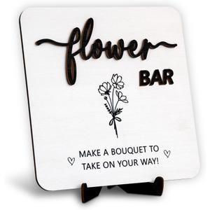 Wooden Flower Bar Sign Bridal Shower Decor - Bloom Bar Sign Wedding Accessories For Reception, Bloom Bar Supplies for Wedding Table Decor, 7.1"L x 7.1"W