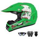 DOT Approved Off-Road Helmet for Kids, Youth, and Adults - Motocross, Dirt Bike, 4-Wheel, BMX, ATV Motorcycle with Gloves, Goggles, and Mask (Green, Large)