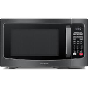 TOSHIBA EM131A5C-BS Countertop Microwave Ovens 1.2 Cu Ft, 12.4" Removable Turntable Smart Humidity Sensor 12 Auto Menus Mute Function ECO Mode Easy Clean Interior Black Color 1000W