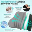 Lumbar Support Pillow, Memory Foam Lumbar Pillow for Lower Back Pain Relief, Back Support Pillow for Office Chair, Car Seat -Gray