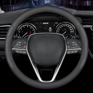 LKWLIKEI Nappa Premium Leather car Steering Wheel Cover, Non-Slip, Breathable, Universal 15 inches