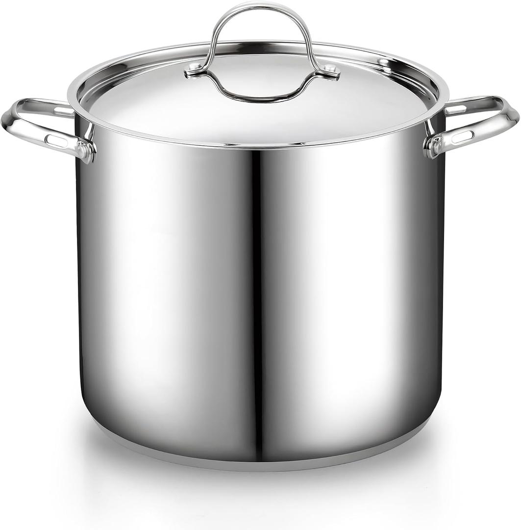 Cooks Standard 18/10 Stainless Steel Stockpot 16-Quart, Classic Deep Cooking Pot Canning Cookware with Stainless Steel Lid, Silver