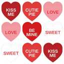 2 x FYSUIMU Valentine's Day Heart Cutouts Cut-Outs Red White Conversation Heart Paper Cutting with 100 Pcs Glue Points for School Classroom Bulletin Board Decor DIY Crafts Party, 50 Pcs