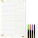 Clear Glass Weekly Dry Erase Calendar & Menu Non-Magnetic Whiteboard for Wall, Meal Plan & Grocery List White Board for Kitchen, 15x11, 7 Days Home Planner, 4 Wet Erase Markers Included, Yeoux