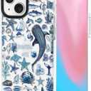 ChiCsFleur for iPhone 15 Case, TPU Phone case with Camera Protection for Women Girls Teens - Blue Whale Shark Stingray Coral Starfish Crab Beautiful Mess Ocean Collage Sorority Aesthetic Unique
