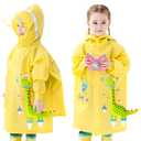 Kids Raincoats for Girls Boys Waterproof Rain Jacket Cartoon Dinosaur Children Toddler Rain Wear Children Rain Poncho XL Size 7-8 Years