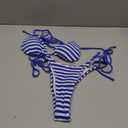 SOLY HUX Women's Striped Halter Triangle Swimsuit Tie Side String Bikini Set 2 Piece Bathing Suit (Blue, M)