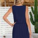 MISFAY Women Sleeveless Romper Button Scoop Neck Jumpsuit Pocket NV (XXL)