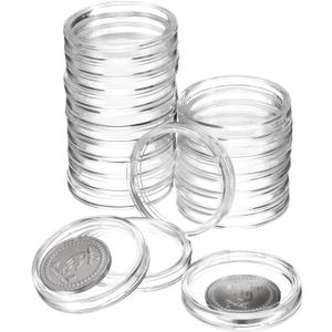 uxcell 20 Pcs 33mm Silver Dollar Coin Holders, Plastic Coin Capsule Covers Acrylic Clear Round Coin Collection Supplies Container for Silver Coin Protectors or NFC Tag