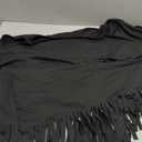 WDIRARA Women's Plus Size Round Neck Short Sleeve Fringe Hem Dress Casual Dresses Black 3XL 