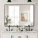 LEDLUX 36x48 Inch Matte Black Bathroom Mirror - Copper-Free Mirror, Metal Frame Vanity Rectangle Wall Mounted Modern Mirror for Bedroom/Living Room/Porch Horizontal or Vertical
