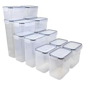 IDEËN Plastic Food Storage Container Set of 11 Pieces with Airtight Lids, Stackable, BPA-Free (11-Packs)