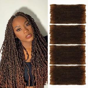 Afro Kinky Bulk Hair For Dreadlock Extensions Repair Locs,Twist Braiding, 100% Handmade Braiding Hair 30Grams each bundles Total (16Inch #1B30 4Bundles/Pack)