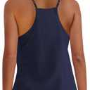Panadila Womens Summer Sleeveless Mini Dress V Neck Spaghetti Strap Sundress Athletic Short Dress with Pockets (Blue, XS)