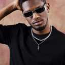 HELLOICE Crucifix Cross Necklace 18K Gold Plated Cross Pendant with 3mm 22" Rope Chain for Men Women