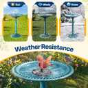 VIVOHOME Bird Bath with Solar Fountain for Outside, Polyresin Pedestal Bird Baths with Solar Powered Pump for Outdoor, Garden, Weather-Resistant Birdbaths with 20" Bowl, Blue