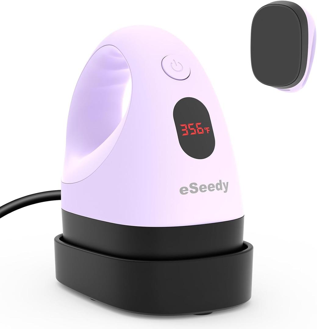eSeedy Mini Heat Press Machine, 3 Heat Settings& Fast Heating, 15 Mins Auto-Off, Insulated Safety Base, Mini Iron for Crafting, T Shirts, Hats, Heating Transfer Projects (Purple)