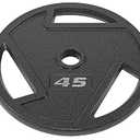 Signature Fitness Cast Iron Plate Weight Plate for Strength Training and Weightlifting, Olympic or Standard, Multiple Sizes (Black), Style: 45LB (Single)