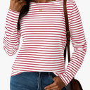 LilyCoco Womens Striped Long Sleeve Shirt Boat Neck Tops Breton Loose Fit Tshirt XXXL