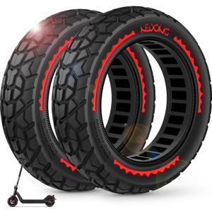 BANGTING 2PCS Upgrade 50/75-6.1 Scooter Off-road Solid Tires, 8.5x2 inches Tires Tubeless for Gotrax GXL V2/XR/APEX, 8 1/2 x2 Tire Replacement for Hiboy S2, Xiaomi 3 Lite/3/Pro 2/1s/M365 (Red, Off-Road (NO Tools))