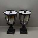 Solar Lamp Post Lights Outdoor Waterproof with Pier Mount Base, 20" H Large Aluminum Outside Solar Lights for Yard, Dusk to Dawn Outdoor Column Lights for Garden, Pathway, Patio (Pack of 2)