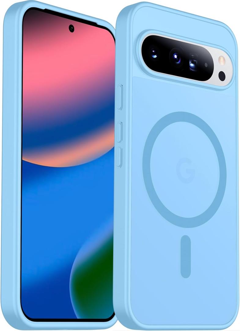 SPIDERCASE Magnetic for Google Pixel 10 Pro XL Case, Military Grade Drop Protection Slim Translucent Matte Shockproof Anti-Fingerprint Phone Case for Pixel 10 Pro XL,Light Blue