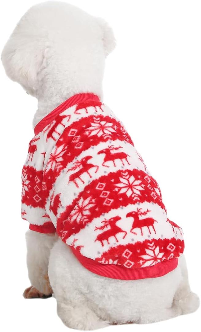 Dog Sweater, 2 Pack Dog Sweaters for Small Dogs, Dog Clothes for Small Dogs Girl Boy, Ultra Soft and Warm Puppy Sweater Dog Coat for Winter Christmas (S, Xmas Red)