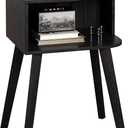 Black Nightstand, Small Bed Side Table for Small Spaces, Mid Century Modern Nightstand End Table with Right Side Open Storage, Side Table for Bedroom Living Room, MLBZ20BR