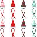 Geyoga 16 Pcs Mini Knit Doll Hat and Scarf Small Santa Hat for Craft Christmas Knit Decoration Doll Clothing Accessories Gift (Red White Green)