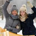 MEWTOGO Thick Fleece Winter Warmer Breathable Beanie Neck Gaiter Touchscreen Gloves Set for Women Gifts, 2 Sets