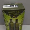 AOZITA [2 PACK 17 oz Glass Olive Oil Dispenser Bottle Set - 500ml Dark Green Oil & Vinegar Cruet Bottle with Pourers, Funnel and Labels - Olive Oil Carafe Decanter for Kitchen