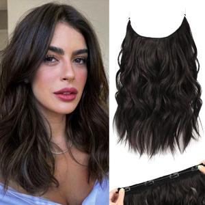 REECHO Invisible Wire Hair Extensions with Thinner Softer Lace Weft (Off Black, 12 Inch (Pack of 1))
