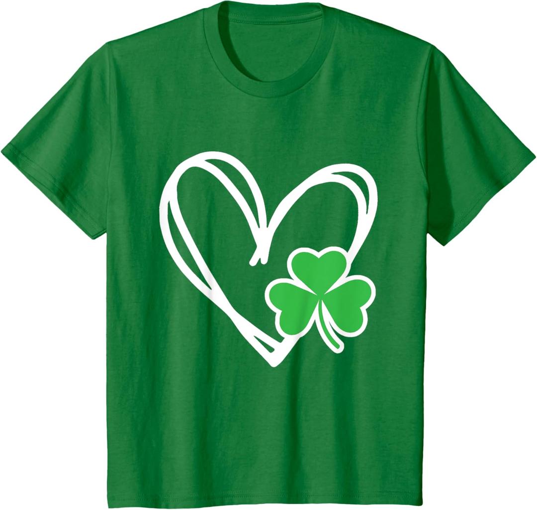 Girls Heart St Patricks Day Shamrock Irish Toddler Baby T-Shirt (2T, Kelly Green)