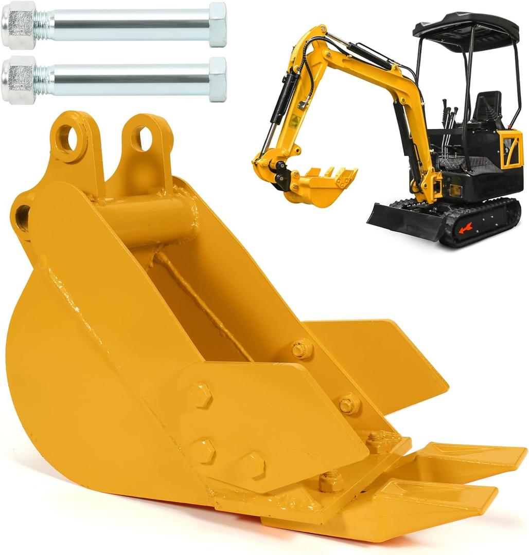 200mm/7.9'' Mini Excavator Bucket, Yellow Narrow Trench Bucket, Fit for Below 3 Tons Mini Excavator Attachment w/Pins*2#Replace Small Digger Micro Excavator Trenching Backhoe