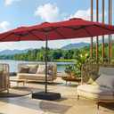 SUPERJARE 15FT Outdoor Patio Umbrella with Base Included, Double Sided Pool Umbrellas with Fade Resistant Canopy, Extra-Large Table Umbrella for Deck, Market, Backyard, Burgundy