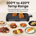 Chefman XL Electric Griddle with Removable Temperature Control, Immersible Flat Top Grill, Burger, Eggs, Pancake Griddle, Nonstick Extra Large Cooking Surface, Slide Out Drip Tray, 10 x 20 Inch