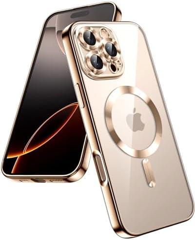 JETech Magnetic Case for iPhone 16 Pro Max 6.9-Inch, Camera Lens Full Protection, Compatible with MagSafe Wireless Charging, Shockproof Electroplated TPU Soft Clear Phone Cover (Desert Titanium)