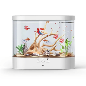 DEDESESE Fish Tank Aquarium 1.5 Gallon Desktop Fish Tank- 7 Color Light Self Cleaning 3 in 1 Pump with Filteration & Oxygenation & Circulation for Office Living Room