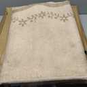 Garvee Scalloped Washable Rugs for Living Room 8x10 Farmhouse Floral Area Rugs, Non Slip Low Pile Soft Dining Room Carpet, Stain Resistant Foldable Indoor Floor Mats for Home Office, Beige