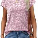 Alaroo Womens Summer Tops Short Sleeve Shirts Crew Neck Tshirt Cute Trendy Tunic Blouses (Pink, M)